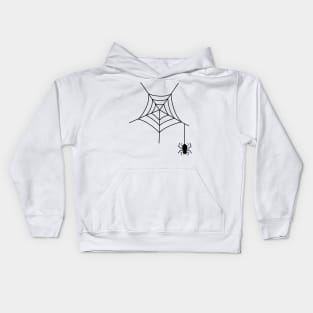 Silhouette of spider and its web Kids Hoodie